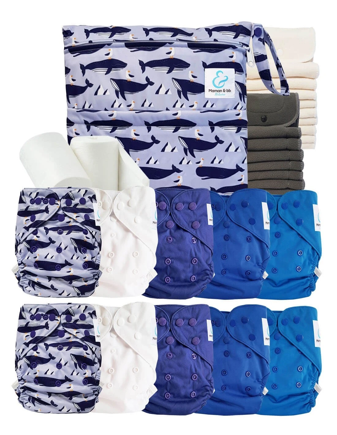 Pack Complet Bambou TE2 - Couches Lavables + Inserts Bambou Et Inserts - Mylène La Baleine 1 Pack Complet Bambou TE2 - Couches Lavables + Inserts Bambou Et Inserts - Mylène La Baleine