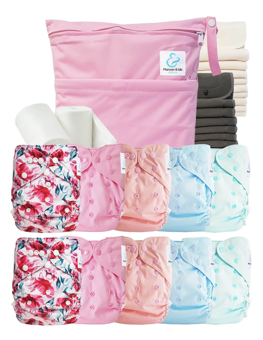 Pack Complet Bambou TE2 - Couches Lavables + Inserts Bambou Et Inserts - Romance 1 Pack Complet Bambou TE2 - Couches Lavables + Inserts Bambou Et Inserts - Romance