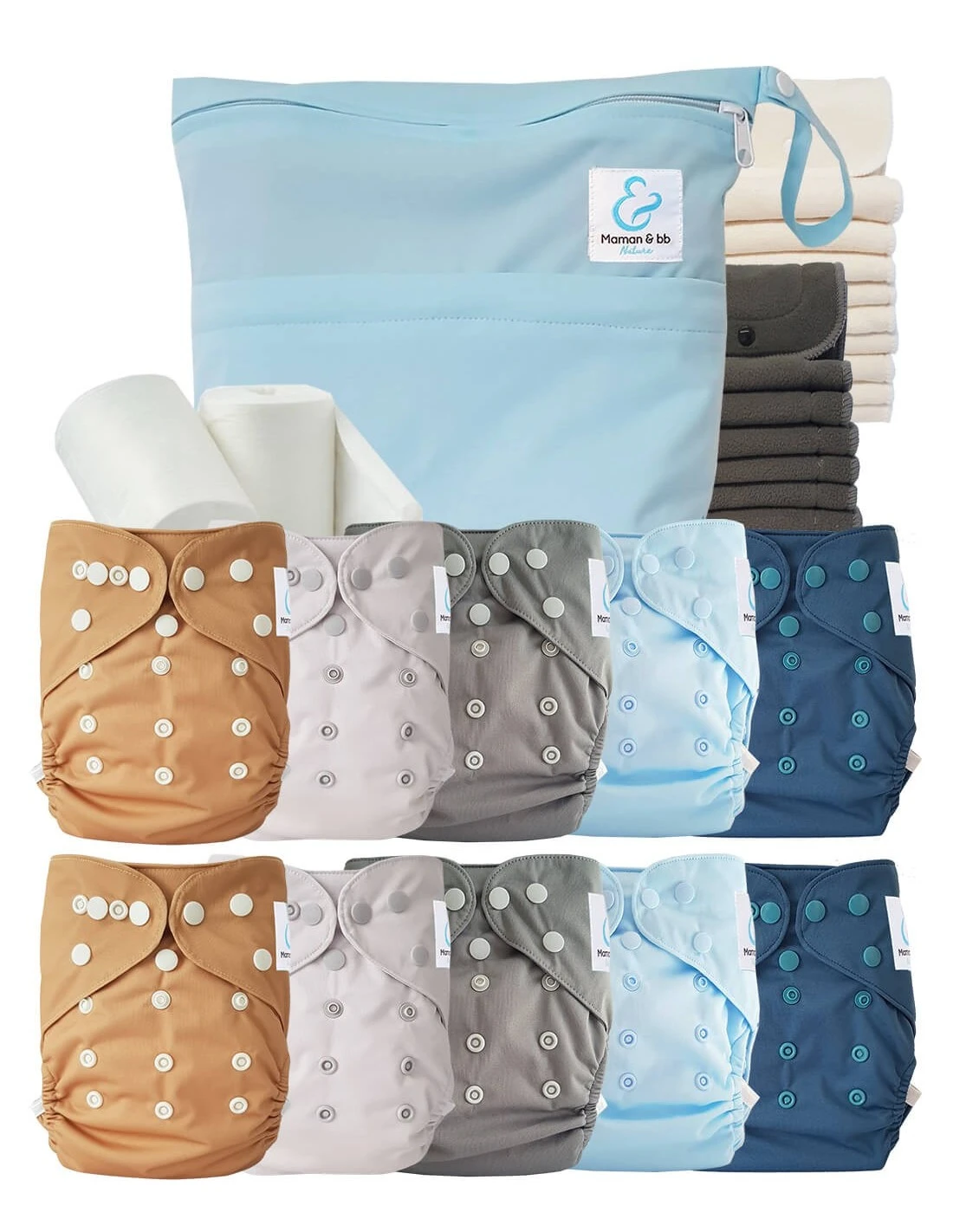 Pack Complet Bambou TE2 - Couches Lavables + Inserts Bambou Et Inserts - Vintage 1 Pack Complet Bambou TE2 - Couches Lavables + Inserts Bambou Et Inserts - Vintage