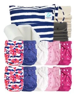 Pack Complet Bambou TE2 - Couches Lavables + Inserts Bambou - Flower Power