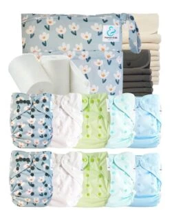 Pack Complet Bambou TE2 - Couches Lavables + Inserts Bambou - Printemps
