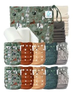 Pack Complet Bambou TE2 - Couches Lavables + Inserts - Jungle