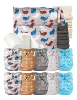 Pack Complet Bambou TE2 - Couches Lavables + Inserts - Nautilus