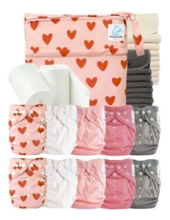 Pack Complet Bambou TE2 - Couches Lavables + Inserts - Petit Coeur