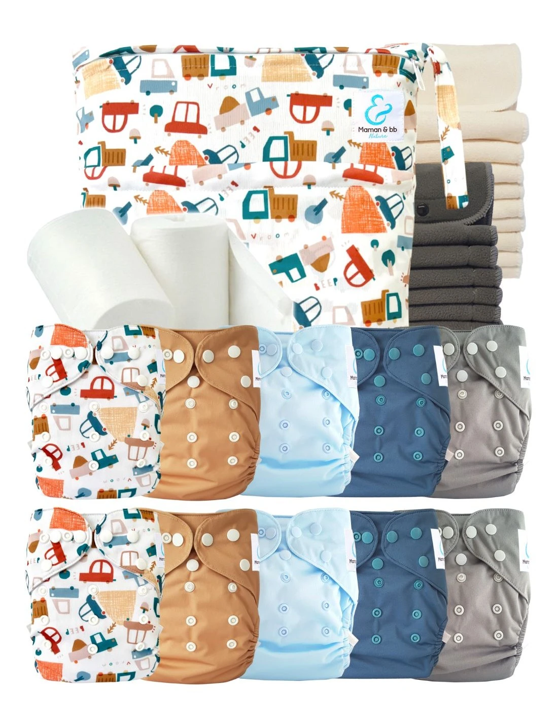 Pack Complet Bambou TE2 - Couches Lavables + Inserts - Trucks 1 Pack Complet Bambou TE2 - Couches Lavables + Inserts - Trucks