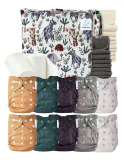 Pack Complet Bambou TE2 - Couches Lavables + Inserts - Safari