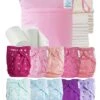 Pack Complet : Lot De 10 Couches Lavables TE2 + Inserts + Voiles + Sac Imperméable - Tons Roses