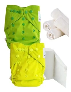 Pack Découverte Couches Lavables TE2 + Insert Et Voiles De Protection - Grenouille