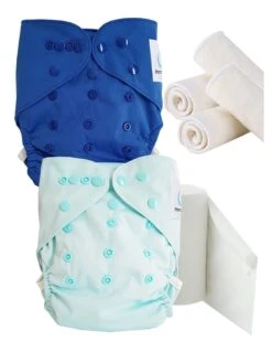 Pack Découverte Couches Lavables TE2 + Insert Et Voiles De Protection - So Blue