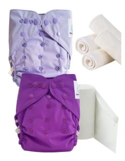 Pack Découverte Couches Lavables TE2 + Insert Et Voiles De Protection - Ultra Violet