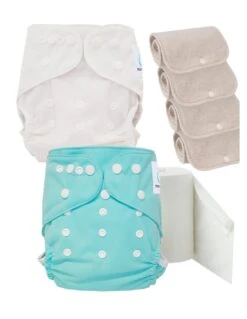 Pack Découverte Sensitive : Couches Lavables TE2 + Inserts En Coton + Voiles - Mint