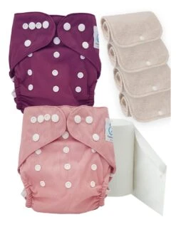 Pack Découverte Sensitive : Couches Lavables TE2 + Inserts En Coton + Voiles - Pink