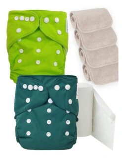 Pack Découverte Sensitive : Couches Lavables TE1 + Inserts En Coton + Voiles - Green