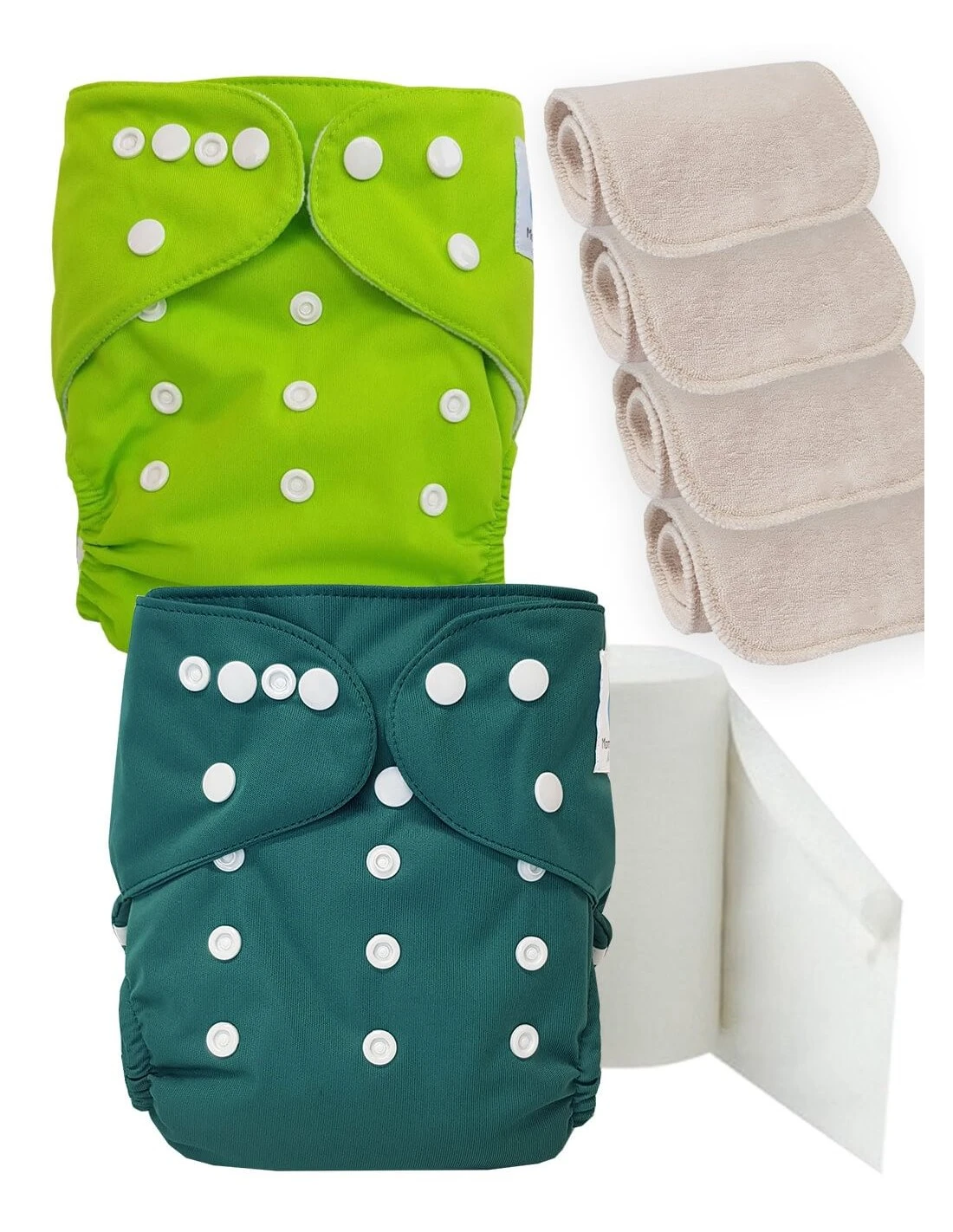 Pack Découverte Sensitive : Couches Lavables TE1 + Inserts En Coton + Voiles - Green 1 Pack Découverte Sensitive : Couches Lavables TE1 + Inserts En Coton + Voiles - Green