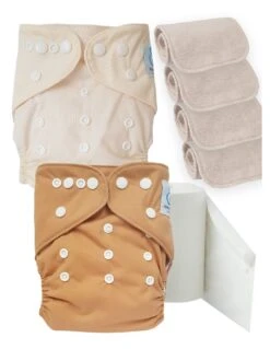 Pack Découverte Sensitive : Couches Lavables TE1 + Inserts En Coton + Voiles - Ivoire