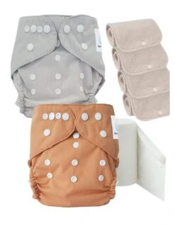 Pack Découverte Sensitive : Couches Lavables TE2 + Inserts En Coton + Voiles - Ivoire