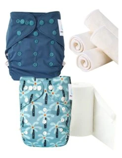 Pack Essai Couches Lavables TE2 + Inserts Et Voiles - Blue Palm