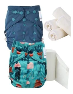 Pack Essai Couches Lavables TE2 + Insert Et Voiles De Protection - Cactus