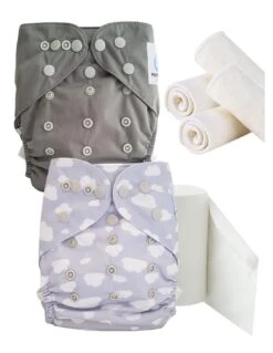 Pack Essai Couches Lavables TE2 + Insert Et Voiles De Protection - Cloudy
