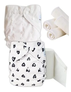 Pack Essai Couches Lavables TE2 + Insert Et Voiles De Protection - Heart