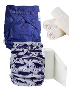 Pack Essai Couches Lavables TE2 + Insert Et Voiles De Protection - Mylène La Baleine