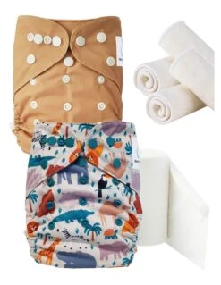 Pack Essai Couches Lavables TE2 + Insert Et Voiles De Protection - Savane