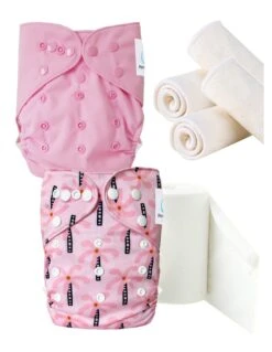 Pack Essai Couches Lavables TE2 + Inserts Et Voiles - Pink Palm