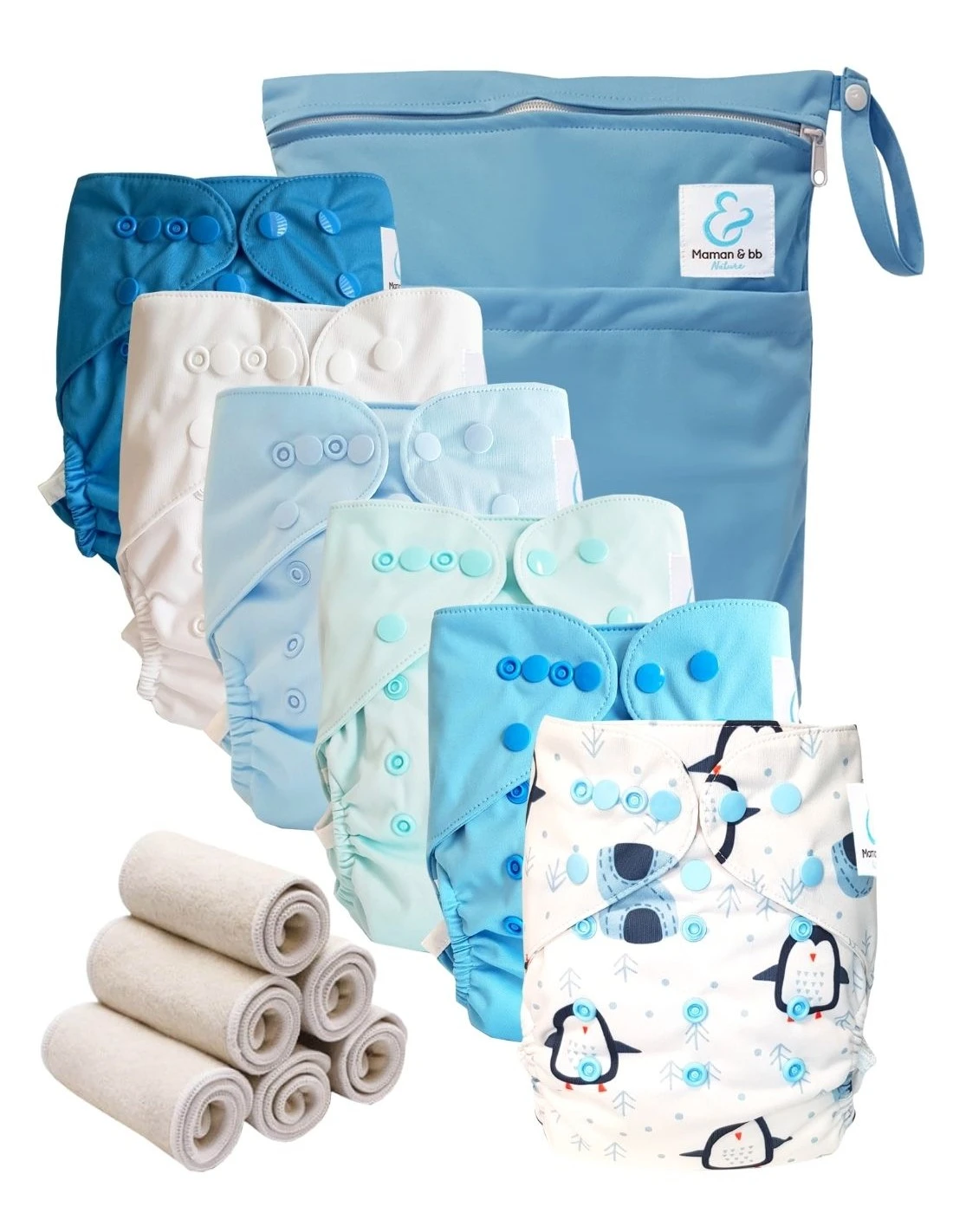 Pack Essentiel Bambou TE2 - 6 Couches Lavables Et Insert - Augustin 1 Pack Essentiel Bambou TE2 - 6 Couches Lavables Et Insert - Augustin