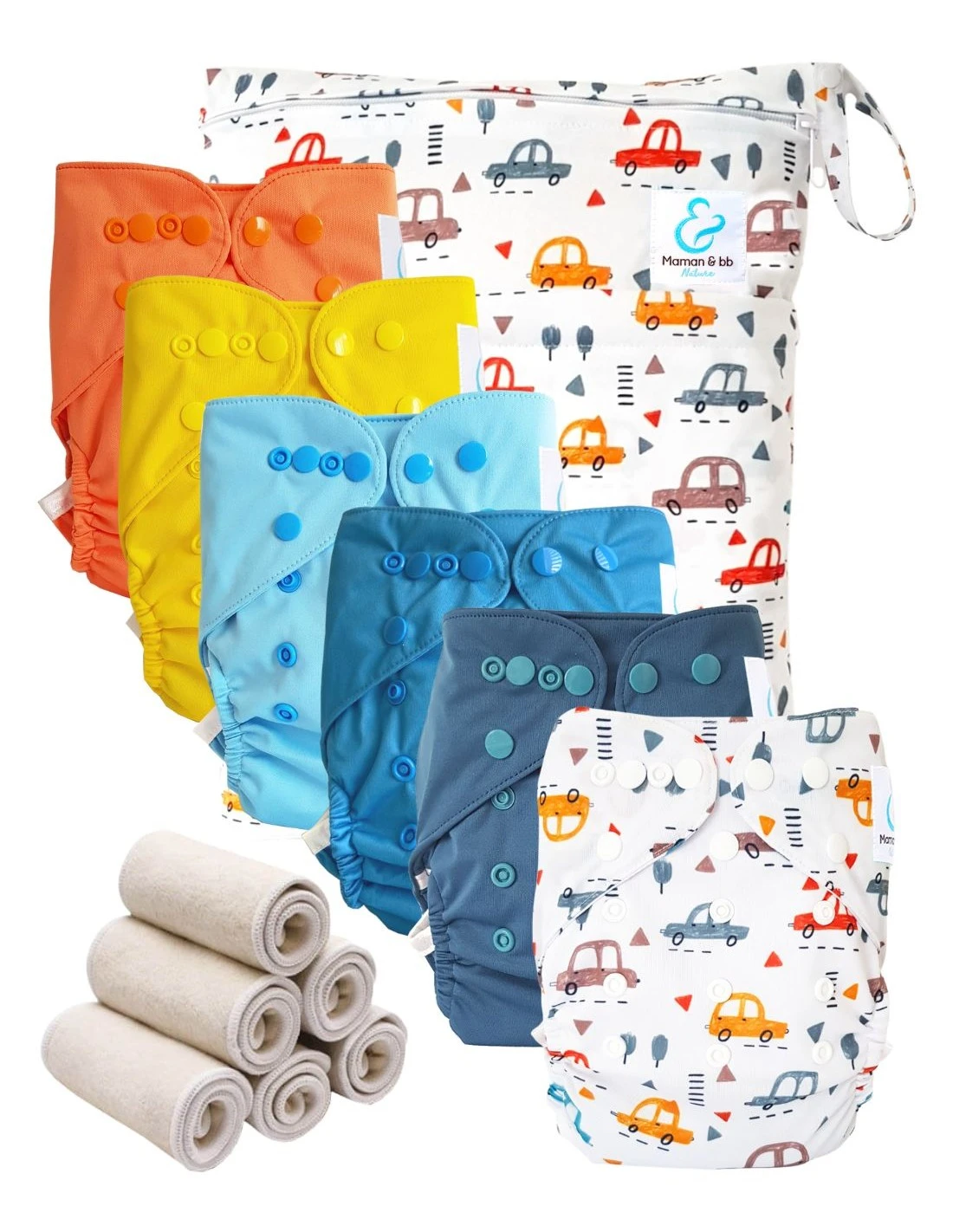 Pack Essentiel Bambou TE2 - 6 Couches Lavables Et Insert - Cars 1 Pack Essentiel Bambou TE2 - 6 Couches Lavables Et Insert - Cars