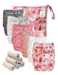 Pack Essentiel Bambou TE2 - 6 Couches Lavables Et Insert - Coquillage