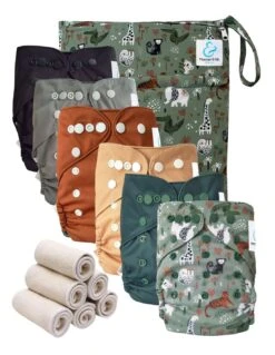 Pack Essentiel Bambou TE2 - 6 Couches Lavables Et Insert - Jungle