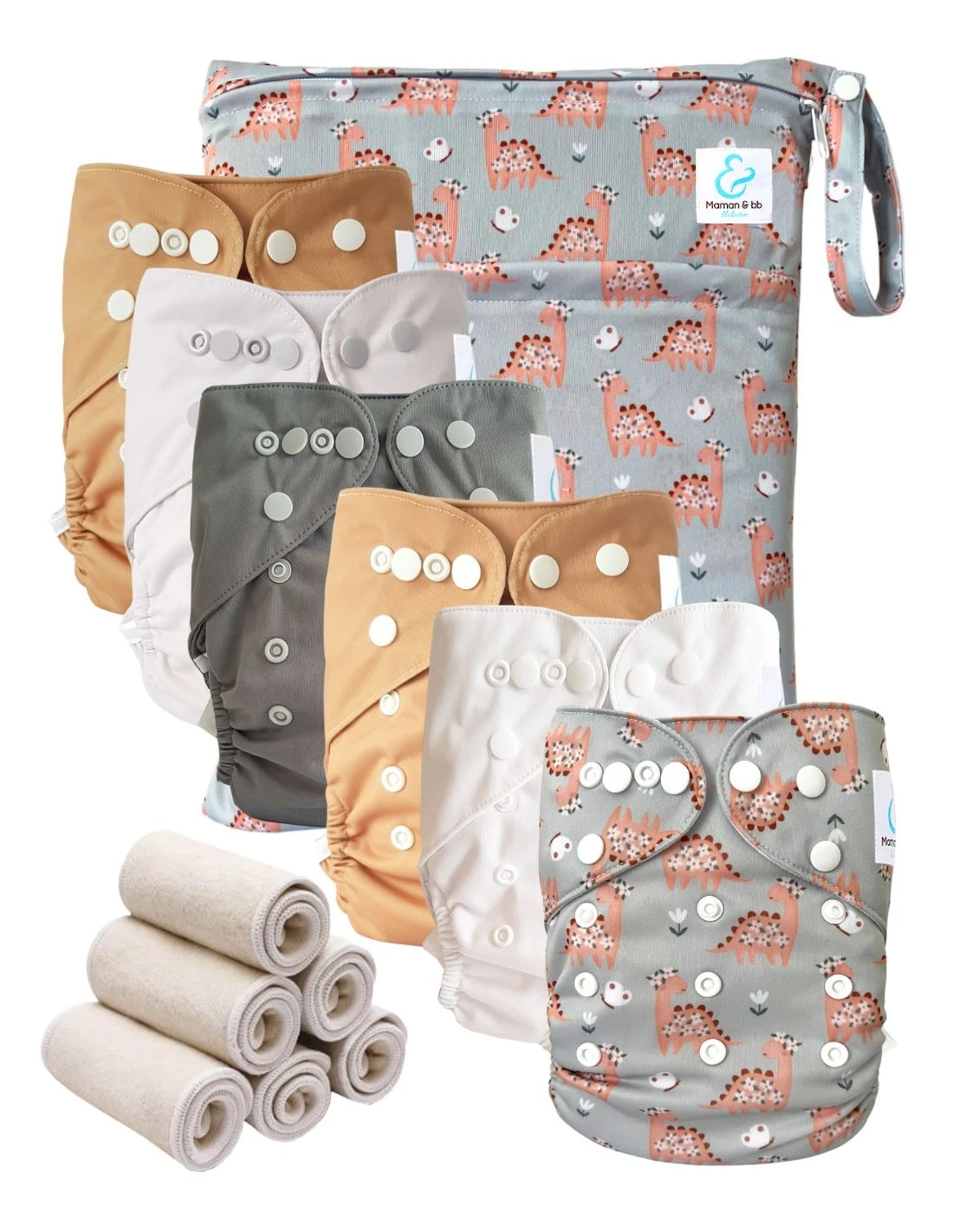 Pack Essentiel Bambou TE2 - 6 Couches Lavables Et Insert - Margot 1 Pack Essentiel Bambou TE2 - 6 Couches Lavables Et Insert - Margot