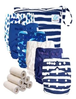 Pack Essentiel Bambou TE2 - 6 Couches Lavables Et Insert - Mariniere