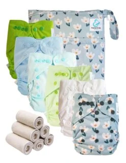 Pack Essentiel Bambou TE2 - 6 Couches Lavables Et Insert - Printemps