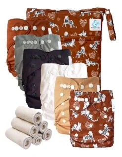 Pack Essentiel Bambou TE2 - 6 Couches Lavables Et Insert - Titou Le Chachou