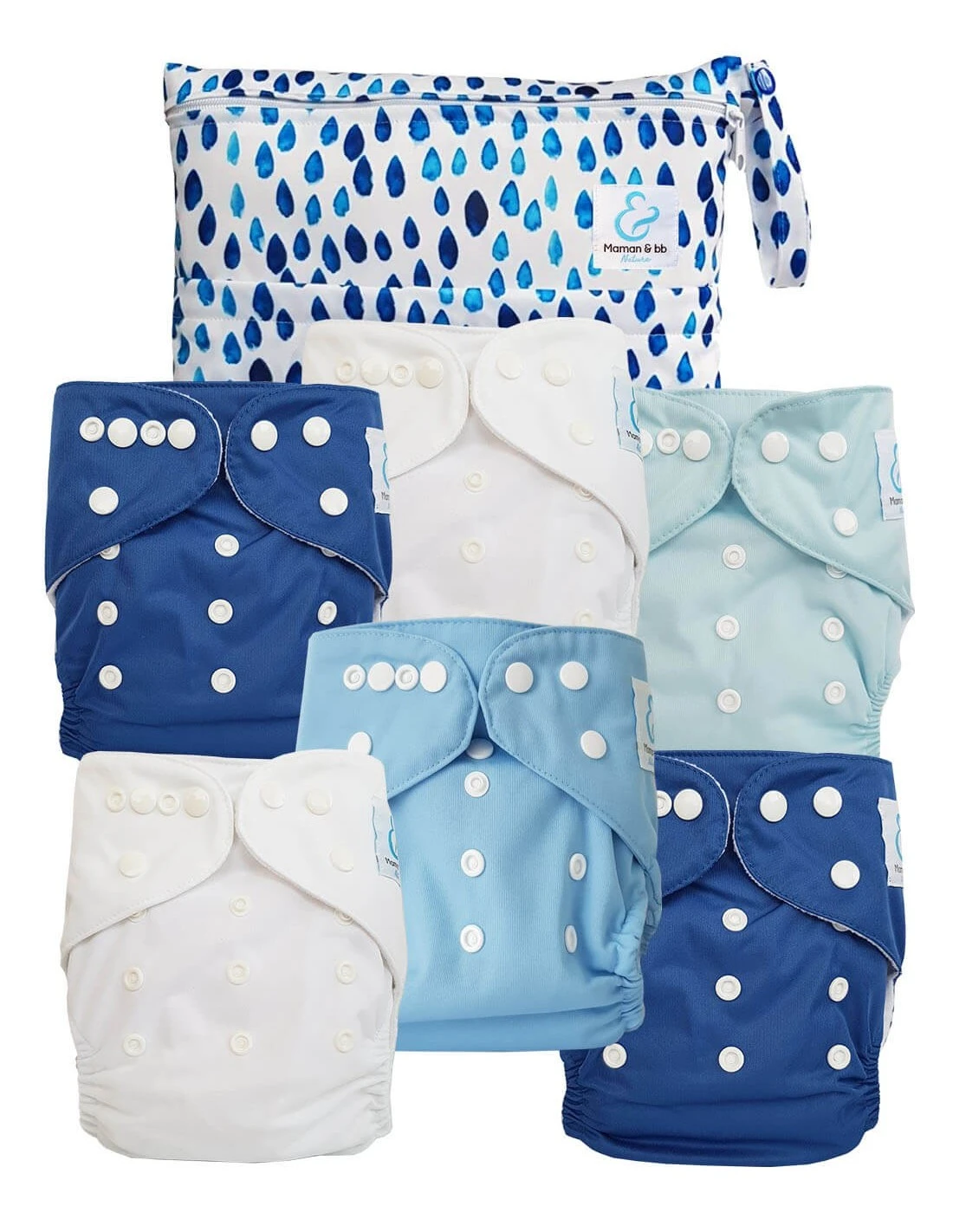 Pack Essentiel TE1 Sensitive - 6 Couches Lavables TE1 - Blue Rain 1 Pack Essentiel TE1 Sensitive - 6 Couches Lavables TE1 - Blue Rain