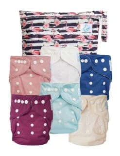 Pack Essentiel TE1 Sensitive - 6 Couches Lavables TE1 - Flamingo