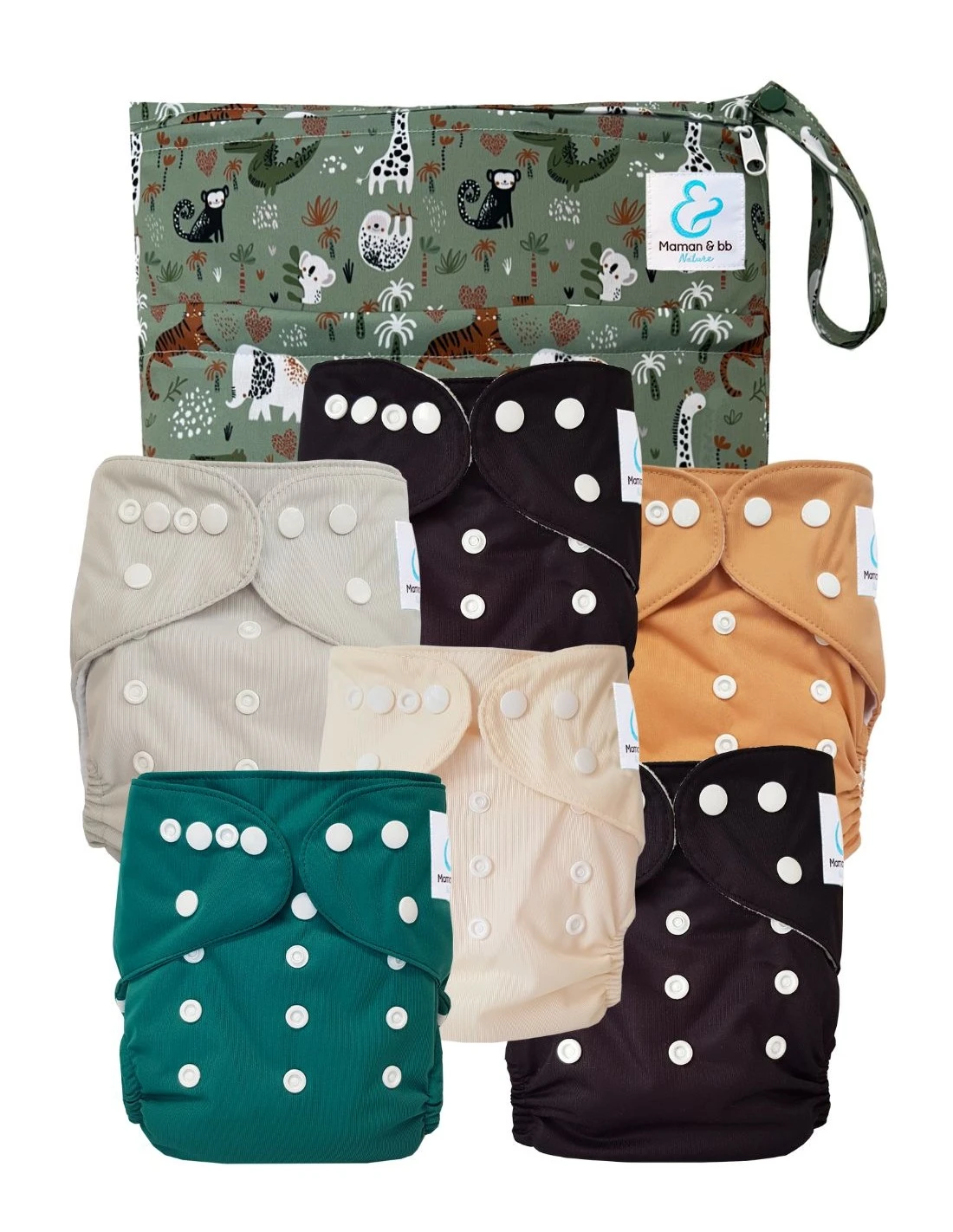 Pack Essentiel TE1 Sensitive - 6 Couches Lavables TE1 - Jungle 1 Pack Essentiel TE1 Sensitive - 6 Couches Lavables TE1 - Jungle