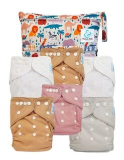 Pack Essentiel TE1 Sensitive - 6 Couches Lavables TE1 - Savane Pink