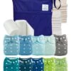 Pack Premium : Lot De 10 Couches Lavables + Inserts + Voiles + Sac Imperméable - Blue
