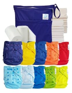 Pack Premium : Lot De 10 Couches Lavables TE2 + Inserts + Voiles + Sac Imperméable - Flash