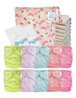 Pack Premium Sensitive : 10 Couches Lavables TE1 + Inserts En Coton + Voiles + Sac - Maiwenn