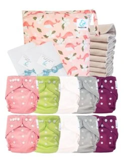 Pack Premium Sensitive 10 Couches Lavables TE2 Inserts Coton Voiles Sac - Maiwenn