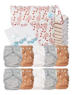 Pack Premium Sensitive : 10 Couches Lavables TE2 + Inserts En Coton + Voiles + Sac - Petite Poire