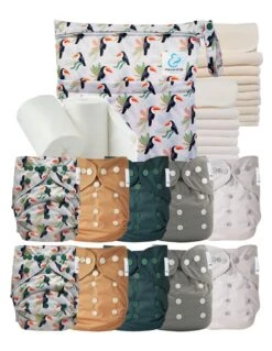 Pack Premium TE1 : Lot De 10 Couches Lavables + Inserts + Voiles + Sac Imperméable - Alban