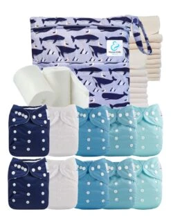 Pack Premium TE1 : Lot De 10 Couches Lavables + Inserts + Voiles + Sac Imperméable - Mylene