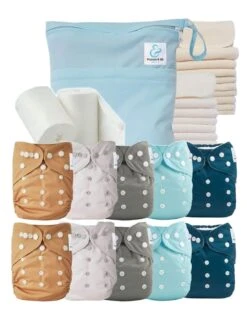 Pack Premium TE1 : Lot De 10 Couches Lavables + Inserts + Voiles + Sac Imperméable - Vintage