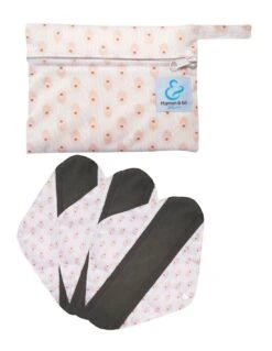 Paon - Lot De 3 Serviettes Hygiéniques Lavables + Pochette - 25 Cm
