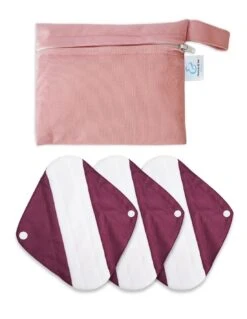 Pink - Lot De 3 Serviettes Hygiéniques Lavables + Pochette - Sensitive - 20 Cm