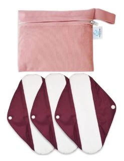 Pink - Lot De 3 Serviettes Hygiéniques Lavables + Pochette - Sensitive - 25 Cm